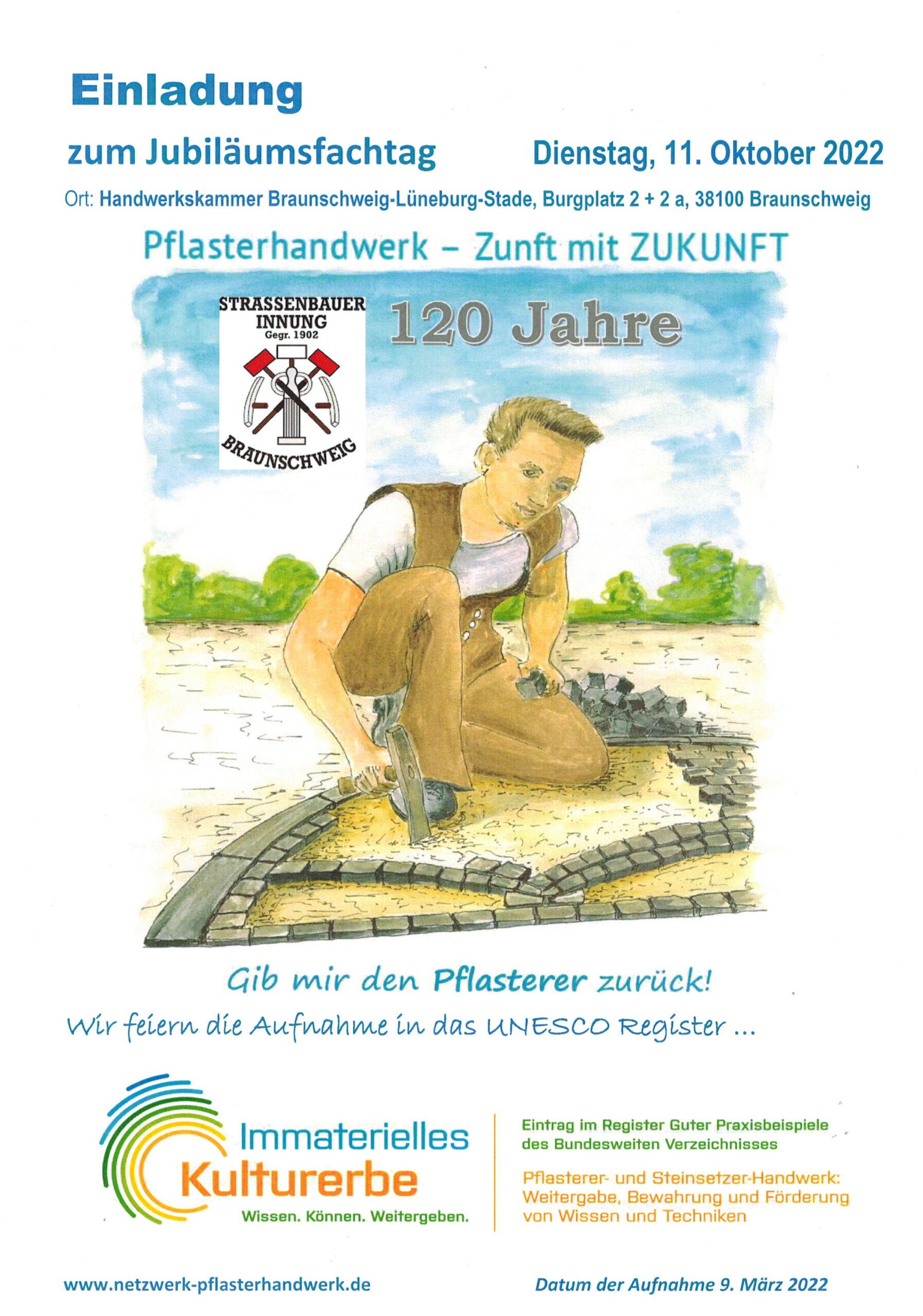 Einladung Jubiläumsfachtag 11.10.2022 - 120 Jahre Straßenbauer-Innung Braunschweig